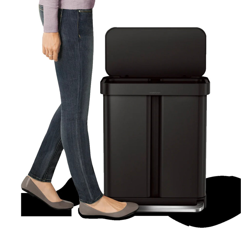 58L Dual Compartment Rectangular Step Can with Liner Pocket