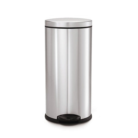 studio 30 litre round step can, brushed stainless steel