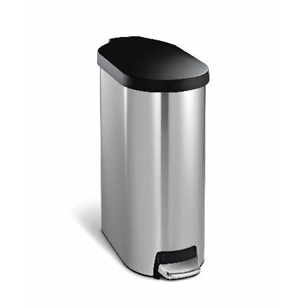 studio 45 litre slim step can, brushed stainless steel plastic lid