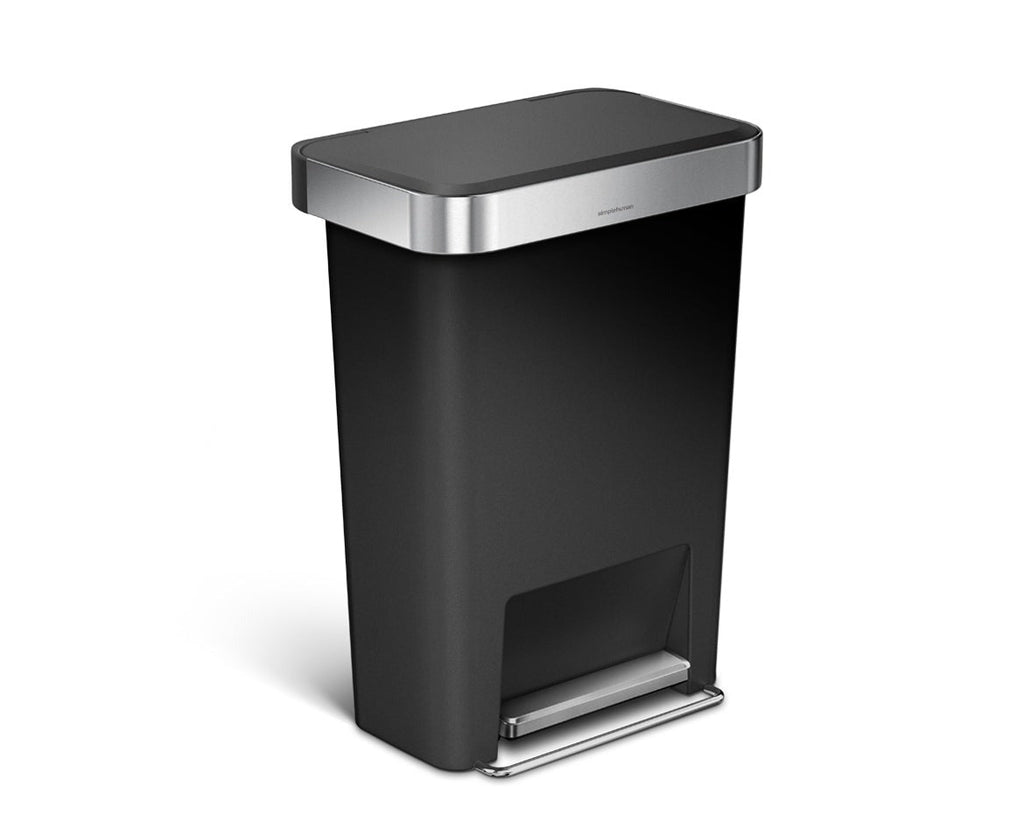 studio 45 litre, rectangular plastic step can with liner pocket