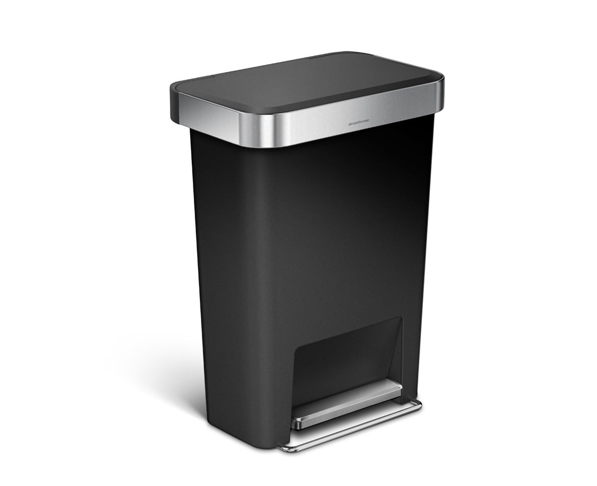 studio 45 litre, rectangular plastic step can with liner pocket