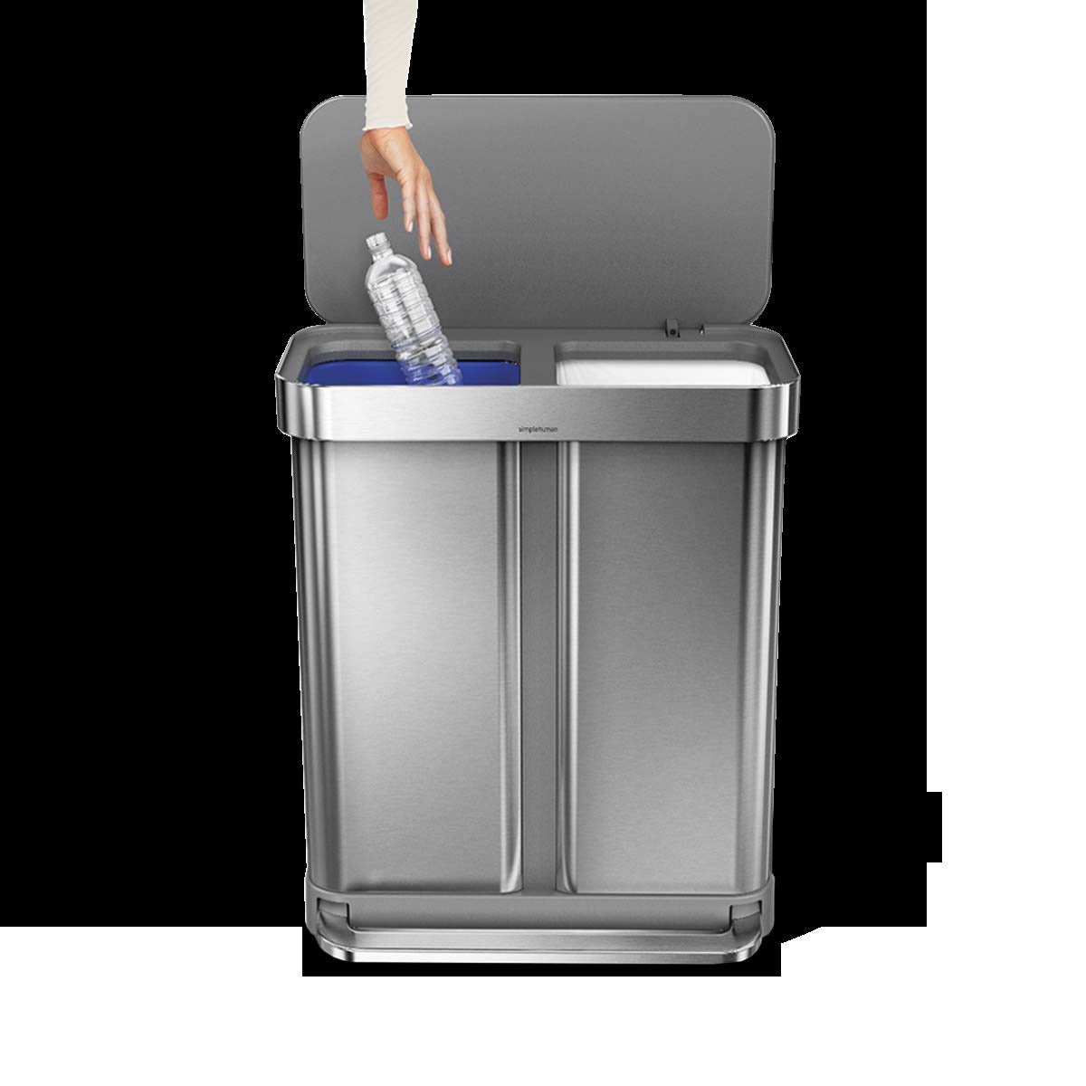 58L Dual Compartment Rectangular Step Can with Liner Pocket
