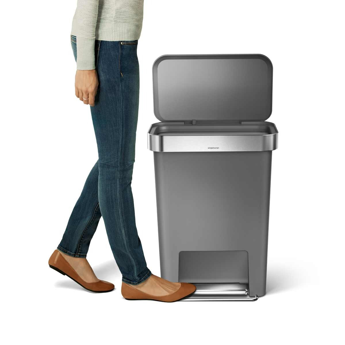 45L Plastic Rectangular Step Can with Liner Pocket (CW1396)