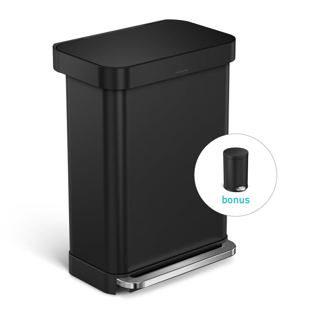 55L Rectangular Step Can with Liner Pocket + Bonus 4.5L Step Can