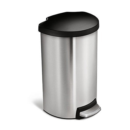studio 40 litre semi-round step can, brushed stainless steel plastic lid