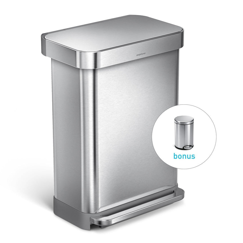 55L Rectangular Step Can with Liner Pocket + Bonus 4.5L Step Can