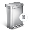 55L Rectangular Step Can with Liner Pocket + Bonus 4.5L Step Can