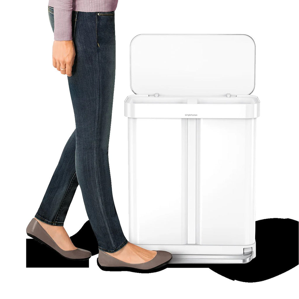58L Dual Compartment Rectangular Step Can with Liner Pocket