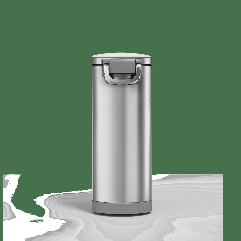 Pet Food Can - Brushed Stainless Steel w/ Grey Trim