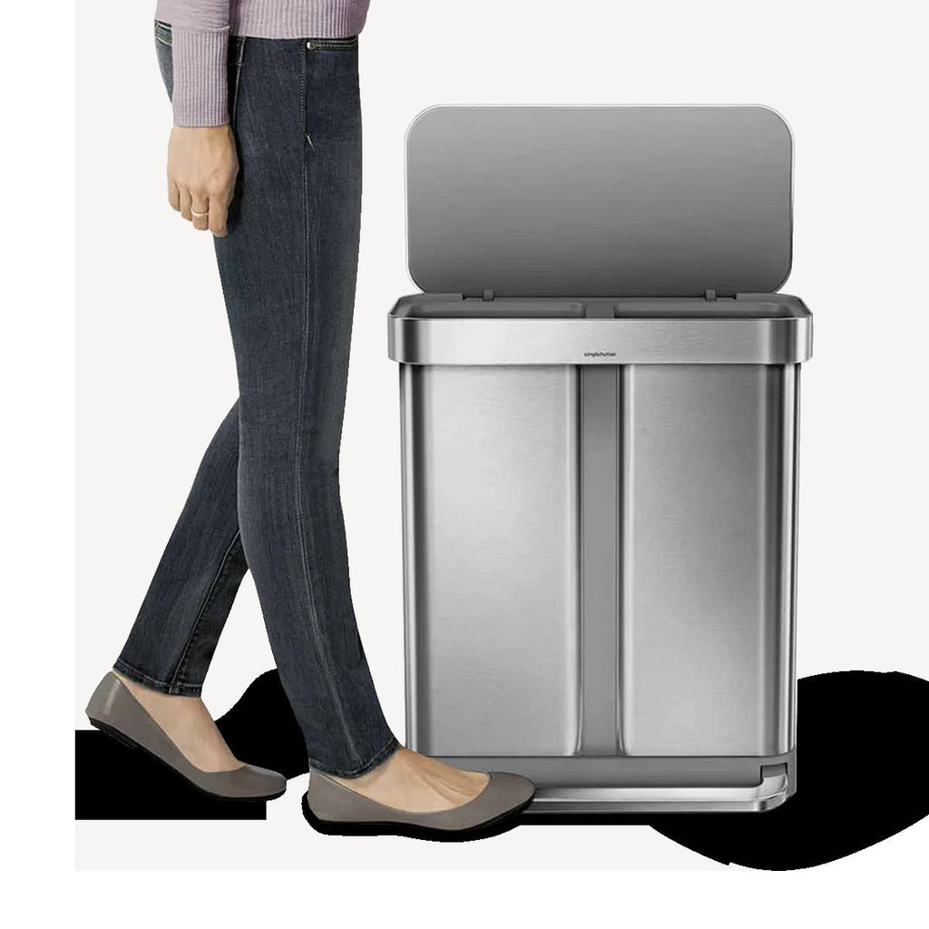 58L Dual Compartment Rectangular Step Can with Liner Pocket