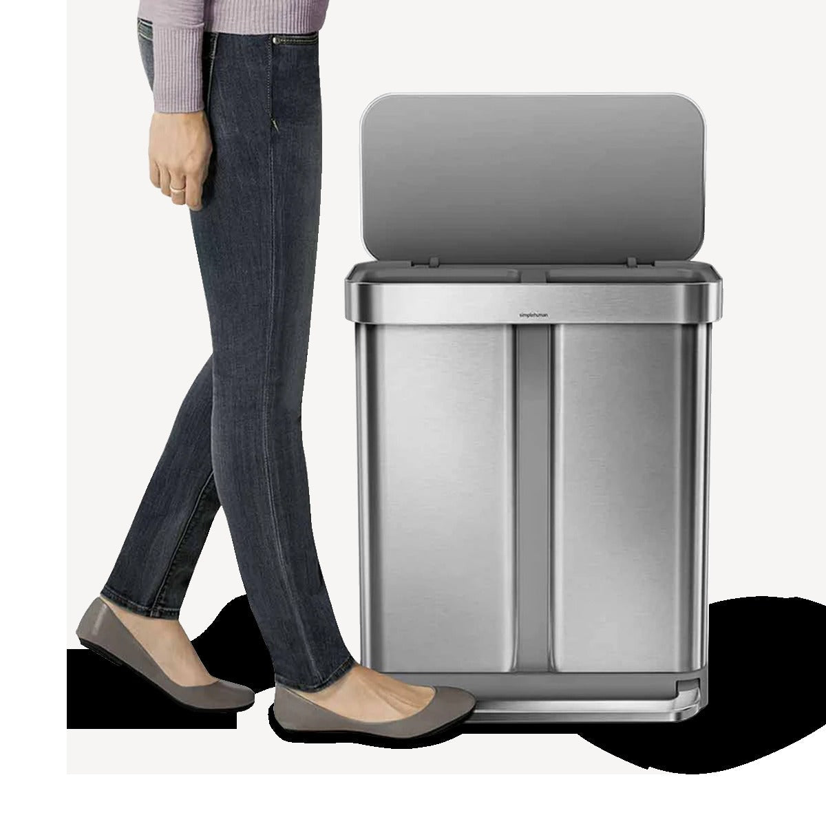 58L Dual Compartment Rectangular Step Can with Liner Pocket
