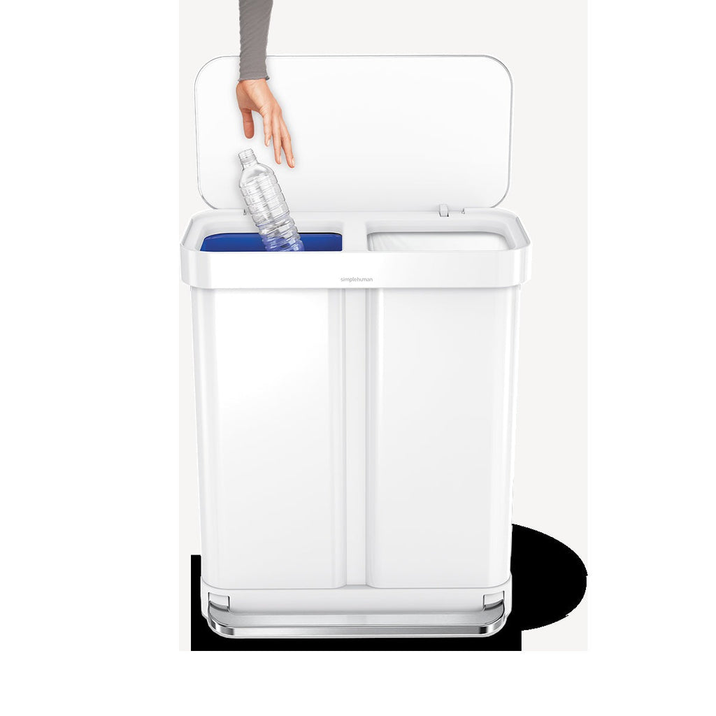 58L Dual Compartment Rectangular Step Can with Liner Pocket