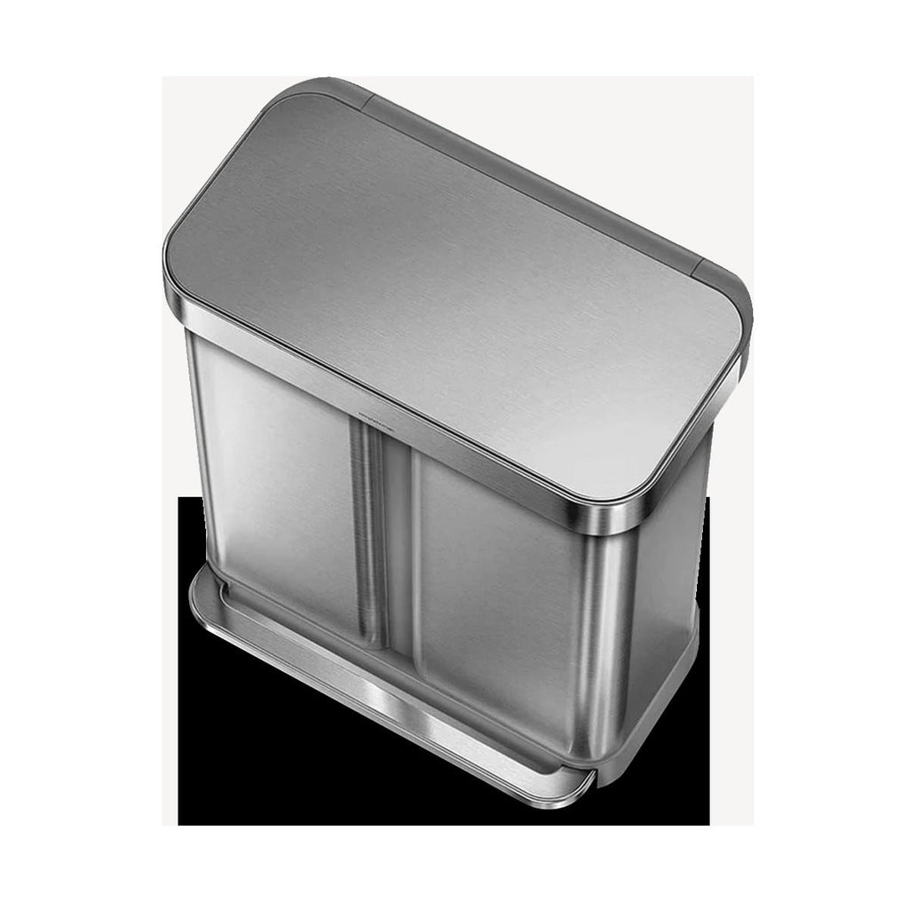 58L Dual Compartment Rectangular Step Can with Liner Pocket (Bundled with Compost Caddy and Liners)
