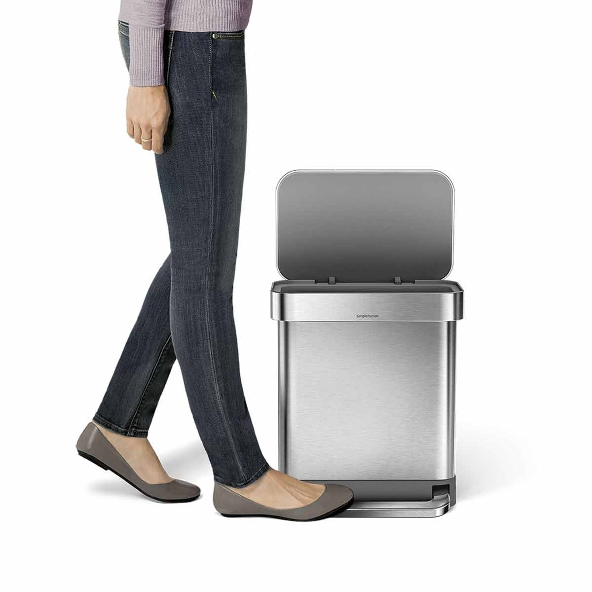 30L rectangular step can with liner pocket