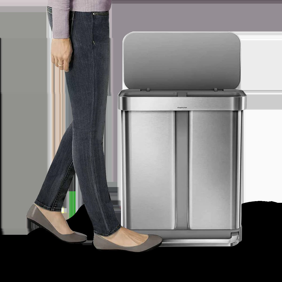 gen1 58L dual compartment rectangular sensor can with voice and motion control