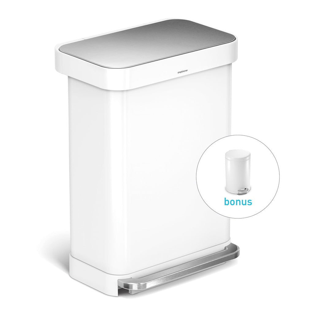 55L Rectangular Step Can with Liner Pocket + Bonus 4.5L Step Can