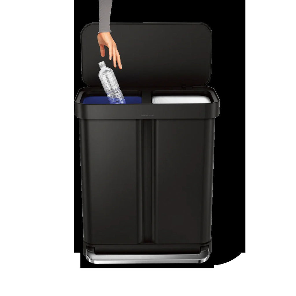 58L Dual Compartment Rectangular Step Can with Liner Pocket