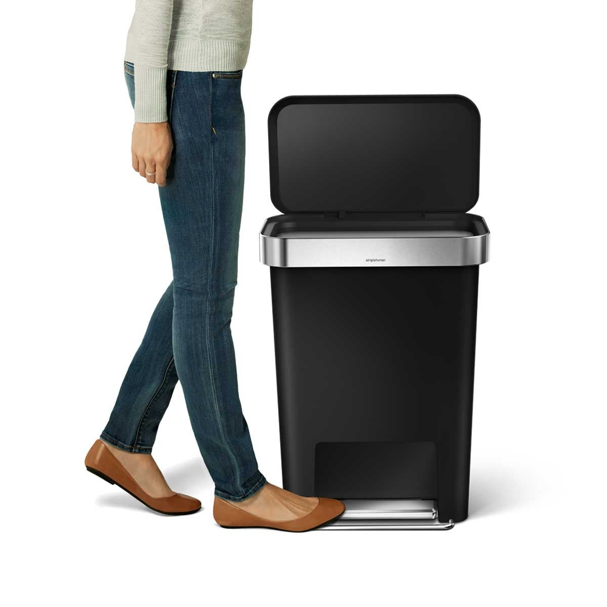 45L Plastic Rectangular Step Can with Liner Pocket (CB)